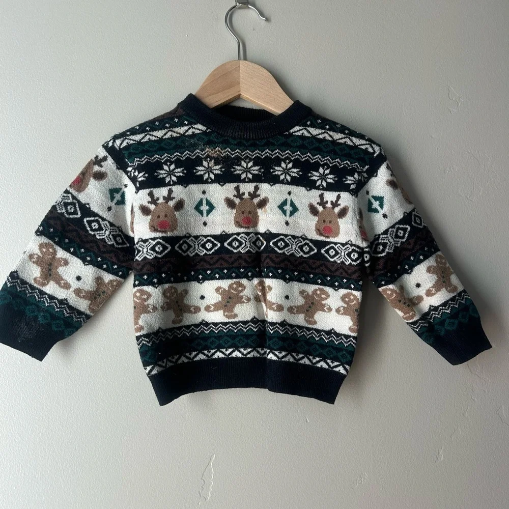 Zara Baby Holiday Sweater Reindeer Fair Isle Christmas Cozy Knit 9-12M Scandi